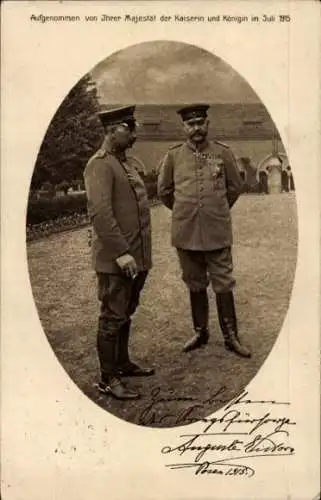 Passepartout Ak Kaiser Wilhelm II., Generalfeldmarschall Paul von Hindenburg, Posen 1915