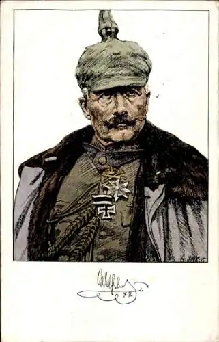 Künstler Ak Jank, Angelo, Porträt Kaiser Wilhelm II. in Felduniform