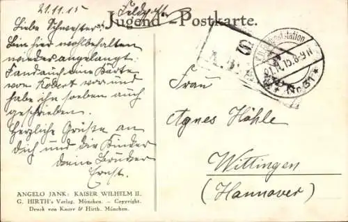 Künstler Ak Jank, Angelo, Porträt Kaiser Wilhelm II. in Felduniform