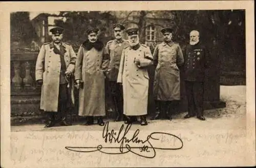 Ak Kaiser Wilhelm II., Hindenburg, Ludendorff, König Ludwig III von Bayern, Holtzendorff