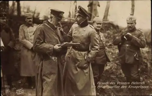 Ak Großadmiral Prinz Albert Wilhelm Heinrich von Preußen, Kronprinz Wilhelm, Besuch im Hauptquartier