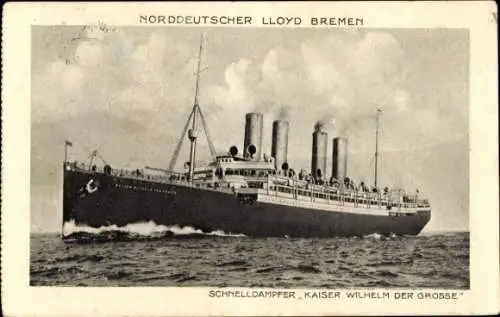 Ak Dampfschiff Kaiser Wilhelm der Große, Norddeutscher Lloyd Bremen, Schnelldampfer