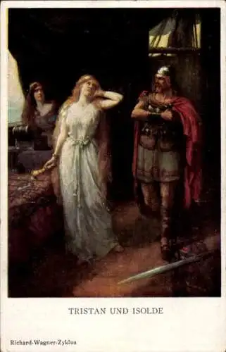 Künstler Ak Leeke, F., Tristan und Isolde, Opernszene