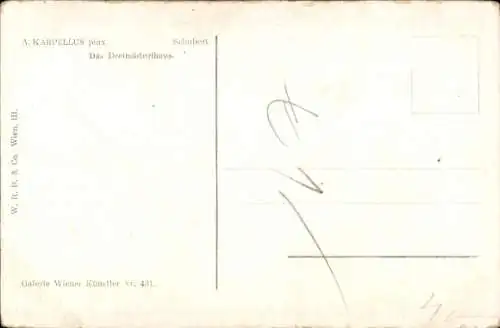 Künstler Ak Karpellus, Komponist Schubert, Dreimäderlhaus