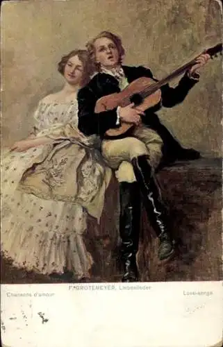 Künstler Ak Grotemeyer, F., Liebeslieder, Liebespaar, Gitarre