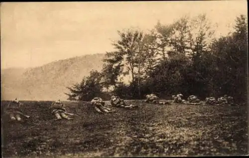 Ak Vogesen, Infanterie in Schützenlinie, Deutsche Soldaten, I. WK