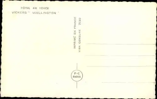 Ak Britisches Kampfflugzeug Vickers Wellington, Royal Air Force