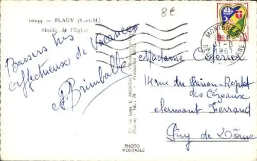 Ak Flagy Seine et Marne, Abside de l'Eglise