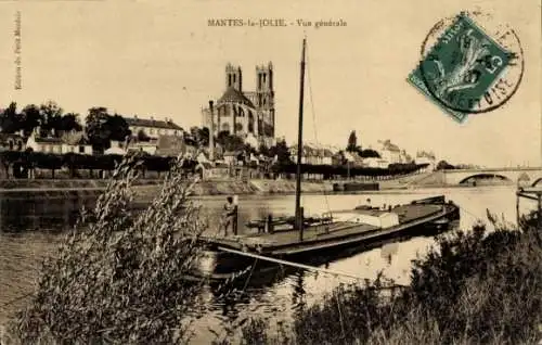 Ak Mantes la Jolie Yvelines, Panorama, Kathedrale