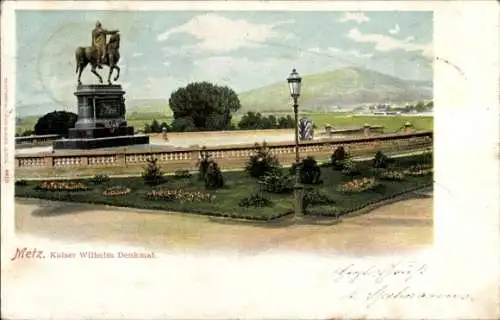 Litho Metz Moselle, Kaiser Wilhelm Denkmal