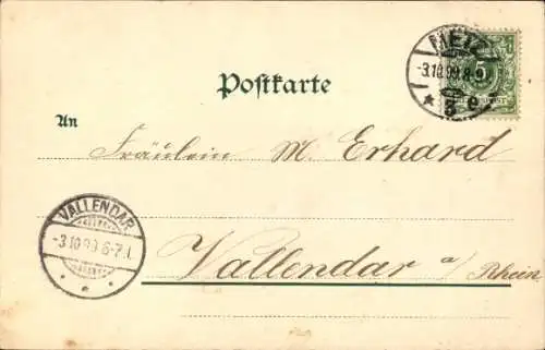 Litho Metz Moselle, Kaiser Wilhelm Denkmal