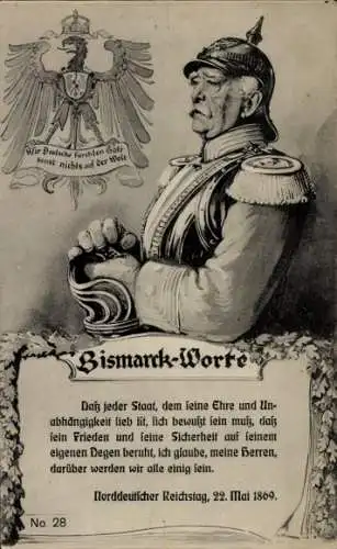 Ak Otto von Bismarck, Ich habe noch nie einen Handschuh liegen lassen, den mir einer hingeworfen hat