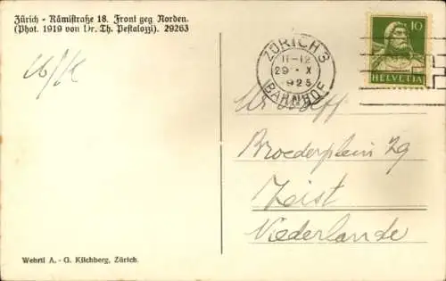 Ak Zürich Stadt Schweiz, Haus zum Garten