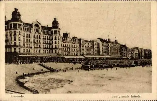 Ak Ostende Ostende Westflandern, Große Hotels, Strand