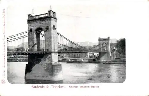 Ak Děčín Tetschen Bodenbach Elbe Reg. Aussig, Ansicht von der Kaiserin Elisabeth Brücke