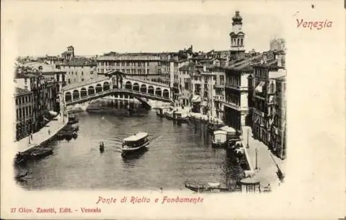 Ak Venezia Veneto Italien, Ponte di Rialto e Fondamente, Kanal