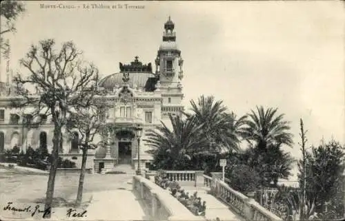 Ak Monte Carlo Monaco,Theater, Terrasse