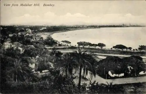 Ak Mumbai Bombay Indien, Blick vom Malabar Hill