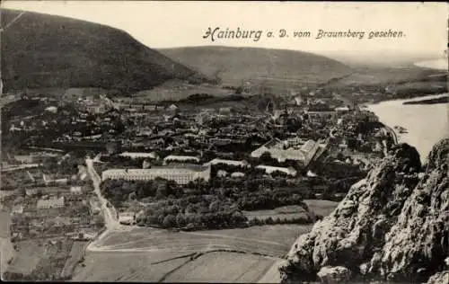 Ak Hainburg an der Donau Niederösterreich, Totale vom Braunsberg aus gesehen