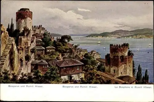 Künstler Ak Perlberg, F., Konstantinopel Istanbul Türkei, Rumeli Hisarı, Bosporus