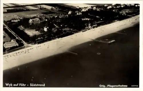 Ak Wyk auf Föhr Nordfriesland, Fliegeraufnahme, Südstrand