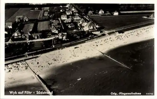 Ak Wyk auf Föhr Nordfriesland, Fliegeraufnahme, Südstrand