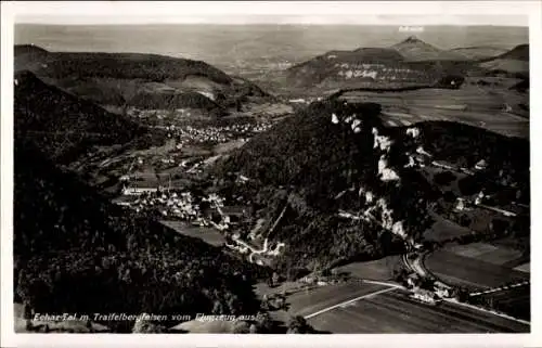 Ak Traifelberg Honau Lichtenstein in Baden Württemberg, Fliegeraufnahme, Echaztal