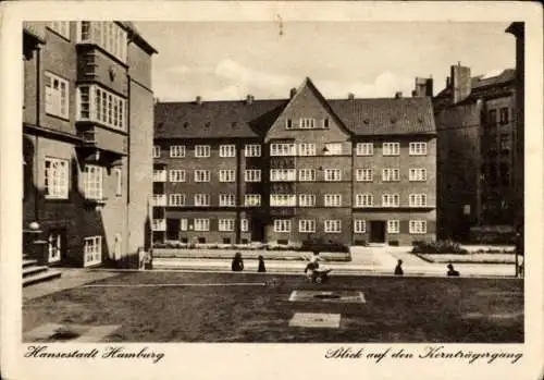 Ak Hamburg Mitte Altstadt, Blick auf den Kornhägergang