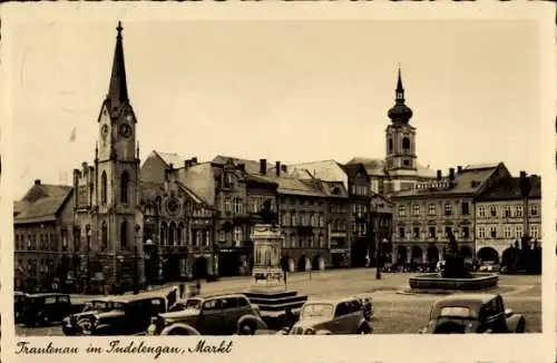 Ak Trutnov Trautenau Riesengebirge Region Königgrätz, Markt, Brunnen