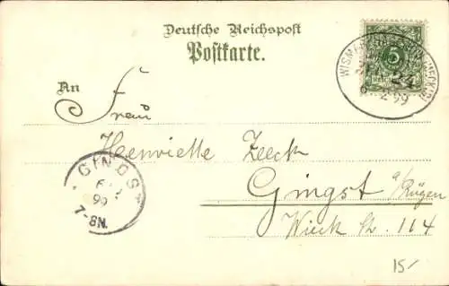 Litho Hansestadt Wismar, Hafen, Schiff