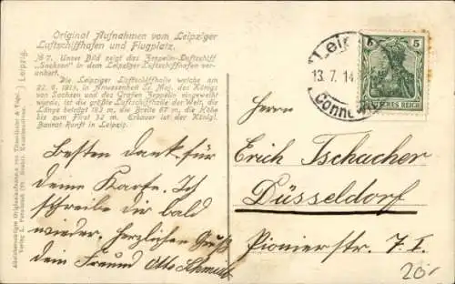 Ak Leipzig in Sachsen, Zeppelin-Luftschiff Sachsen, Luftschiffhafen