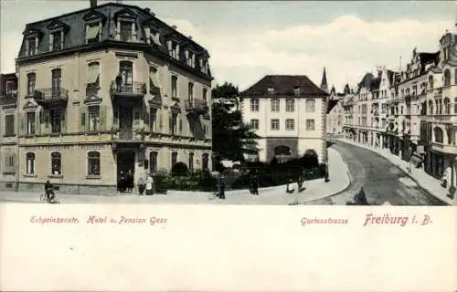 Ak Freiburg im Breisgau, Erbprinzenstraße, Gartenstraße, Hotel und Pension Gass