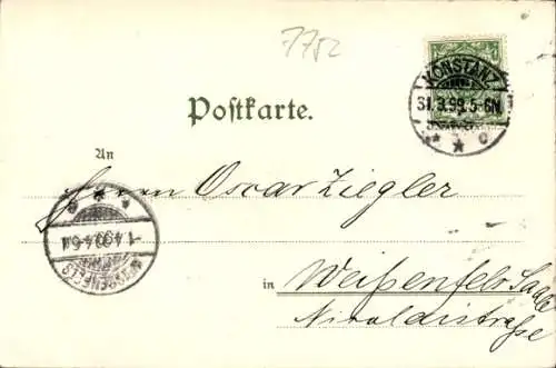 Litho Insel Reichenau am Bodensee, Münster, Inselansicht, Fächer