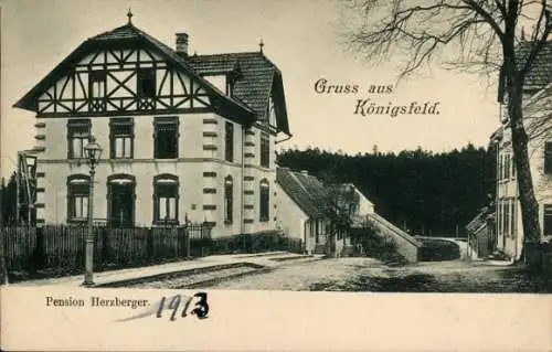 Ak Königsfeld im Schwarzwald Baden, Pension Herzberger