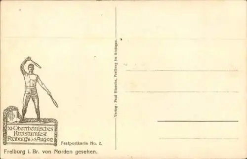 Passepartout Ak Freiburg im Breisgau, Oberrheinisches Kreisturnfest 1912, Stadtansicht