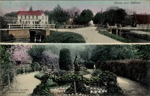 Ak Steinau in Niedersachsen, Ortspartie, Brücke, Strunks Sommergarten