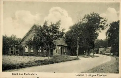 Ak Hollenbeck Harsefeld im Kreis Stade, Gasthof Jürgen Fitschen, Straßenansicht