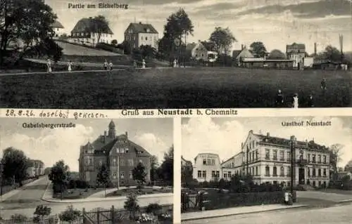 Ak Neustadt Schönau Chemnitz in Sachsen, Eichelberg, Gabelsbergerstraße, Gasthof Neustadt