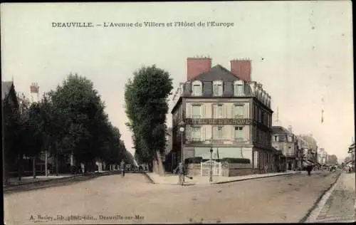 Ak Deauville Calvados, L'Avenue de Villers et l'Hotel de l'Europe