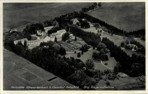 Ak Clausthal Zellerfeld im Oberharz, Heilstätte Schwarzenbach, Fliegeraufnahme