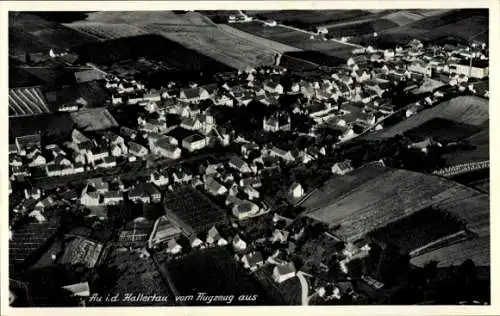 Ak Au in der Hallertau Oberbayern, Fliegeraufnahme vom Ort