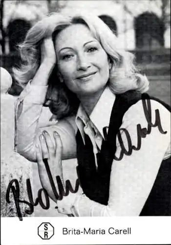 Ak Schauspielerin Brita-Maria Carell, Portrait, Autogramm