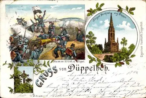 Litho Dybbøl Sønderborg Sönderborg Dänemark, Düppelhöh, Düppeler Schanzen 1864, Siegesdenkmal