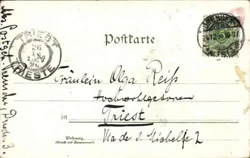 Litho Friedrichroda im Thüringer Wald, Gesamtansicht, Kurhaus, Schloss Reinhardsbrunn