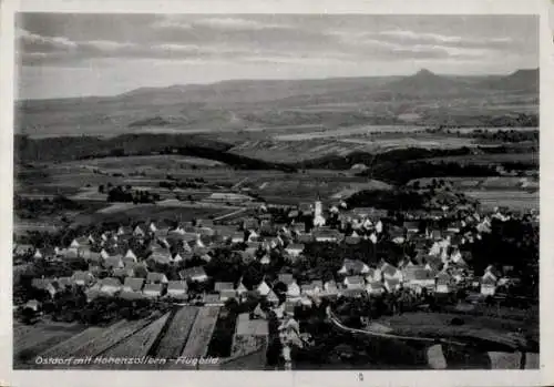 Ak Ostdorf Balingen im Zollernalbkreis Württemberg, Luftaufnahme, Hohenzollern