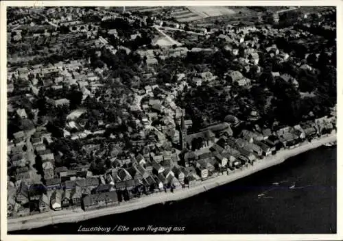 Postkarte Lauenburg an der Elbe, Luftaufnahme