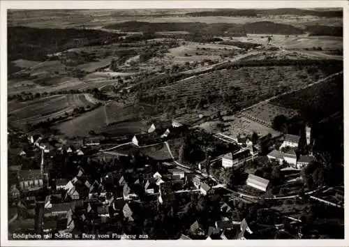 Ak Bödigheim Buchen im Odenwald Baden, Fliegeraufnahme mit Schloss und Burg