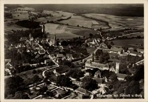 Ak Bödigheim Buchen im Odenwald Baden, Fliegeraufnahme mit Schloss u. Burg