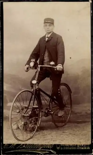 CdV Junger Mann, Porträt, Radfahrer, Fahrrad, Crimmitschau