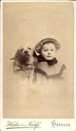 CdV Kinderportrait mit Hund